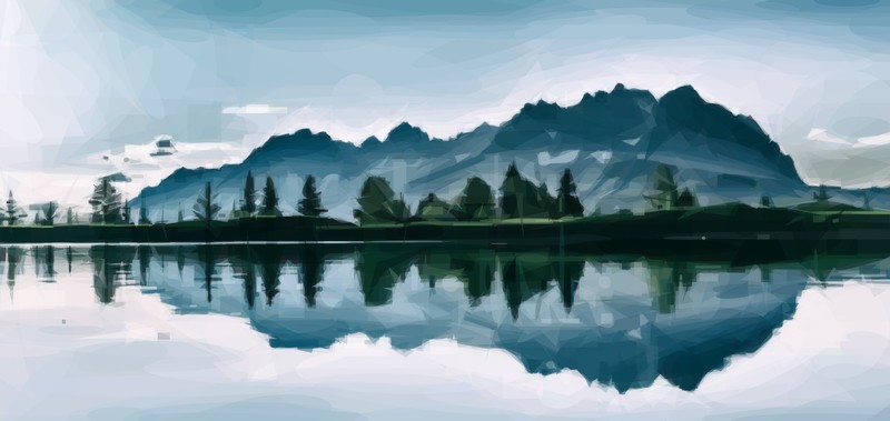 nature, landscape, lake, trees, mountains