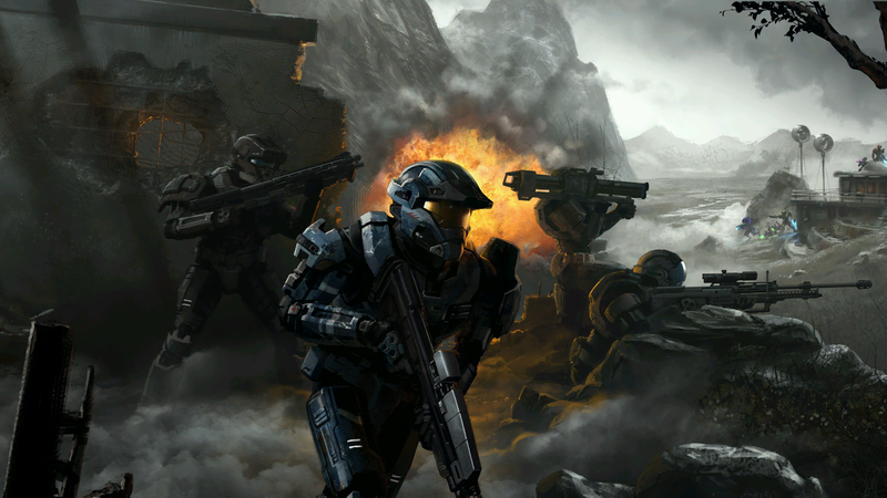 Halo, Xbox, video game art, Halo 3, Halo Reach, science fiction, Covenant, Elite, explosion, sniper rifle, rocket launchers, shotgun, combat, firefight, Spartans (Halo)