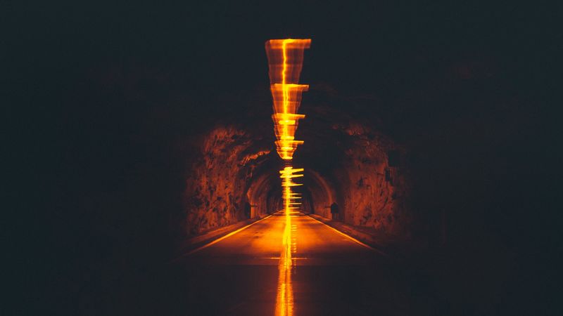 tunnel, underground, dark, light, 4k