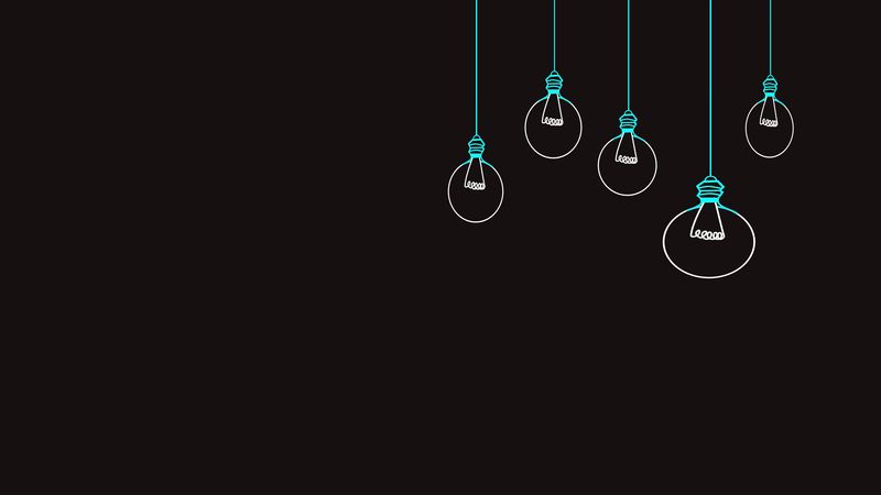 light bulb, drawing, vector, minimalism, black background, 4k