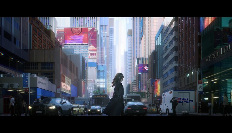 anime girls, novelance, city