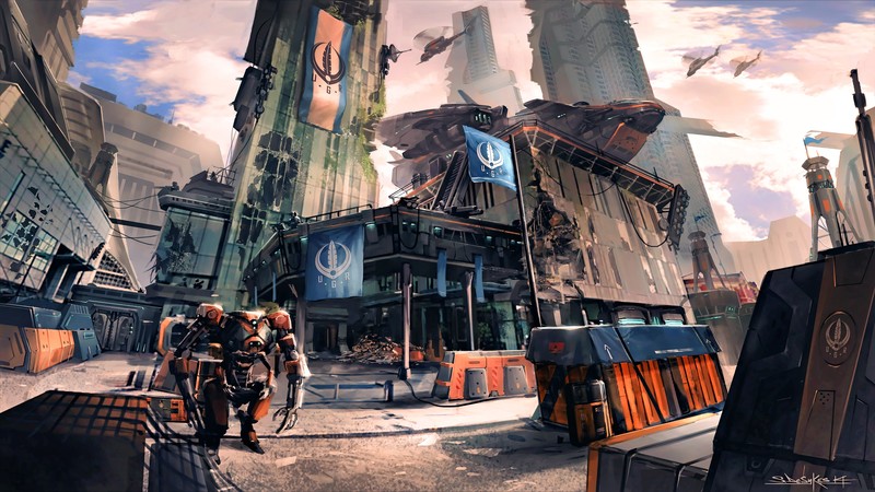 cyber, science fiction, digital art, concept art, cyberpunk, artwork, futuristic, fantasy art, fan art, 3D, PC gaming, cityscape, futuristic city, CGI, spaceship, Star Citizen, ruins, anvil aerospace, ArtStation