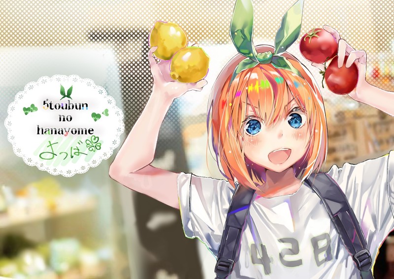 5-toubun no Hanayome, redhead, ribbon, anime girls, short hair, Nakano Yotsuba
