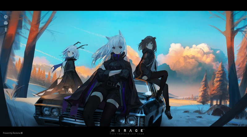 anime, anime girls, Pixiv Fantasia, car, animal ears, cyan