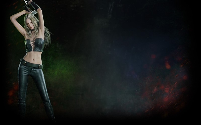 Devil May Cry, Devil May Cry 5, Trish, arms up, blonde, belly, video games, long hair