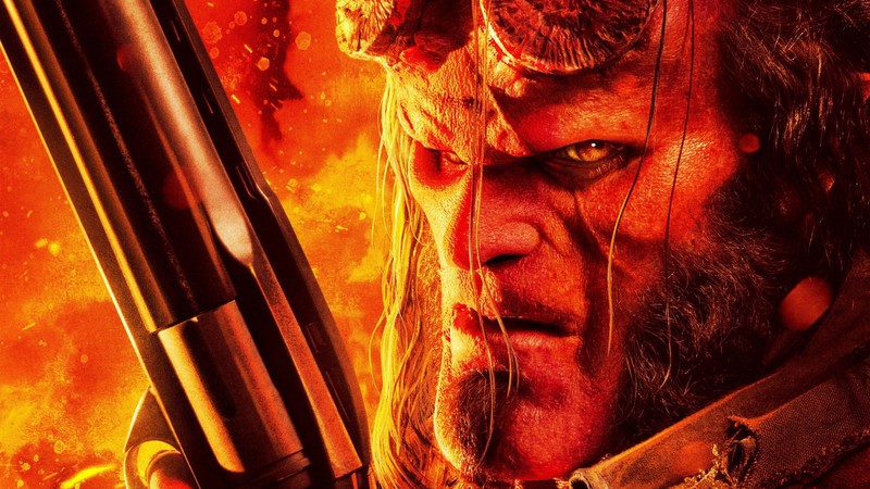 Hellboy, movie characters, comic books, horns, shotgun