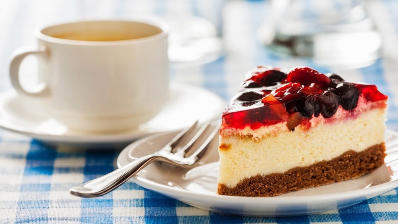 food, sweets, cake, cup, fork, dessert