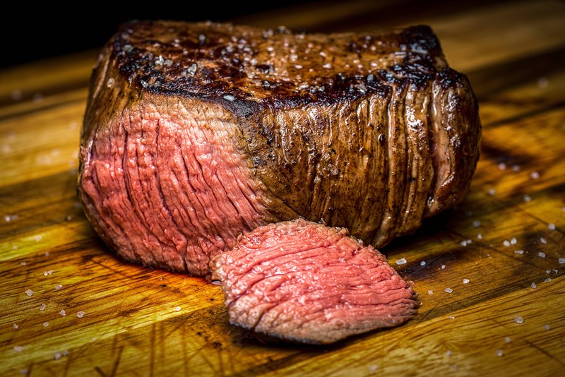 meat, food, closeup, steak, depth of field, flesh, salt, wooden surface, cutting board