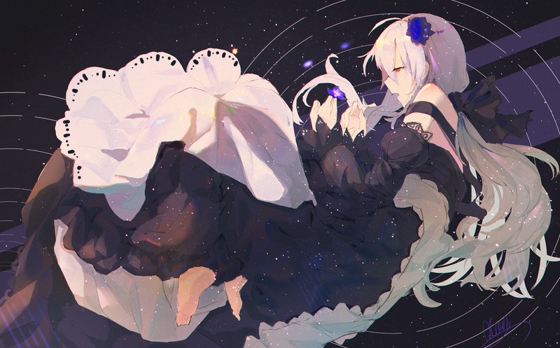 anime girls, anime, Fate/Grand Order, QTian, red eyes, flower in hair