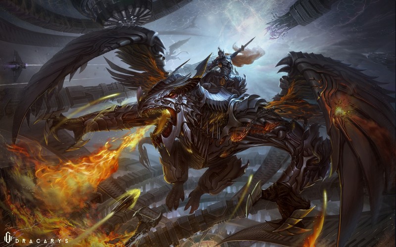fantasy art, artwork, dragon, fire
