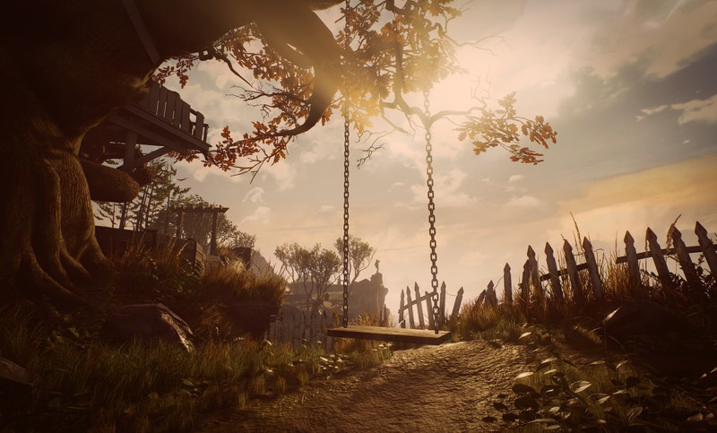 video game art, video games, trees, swing, sky