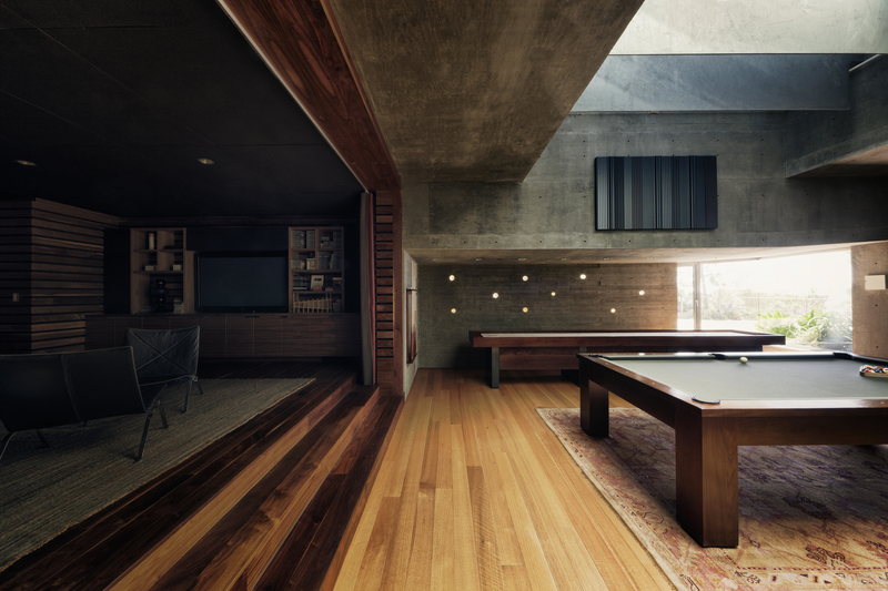 modern, interior, pool table, architecture