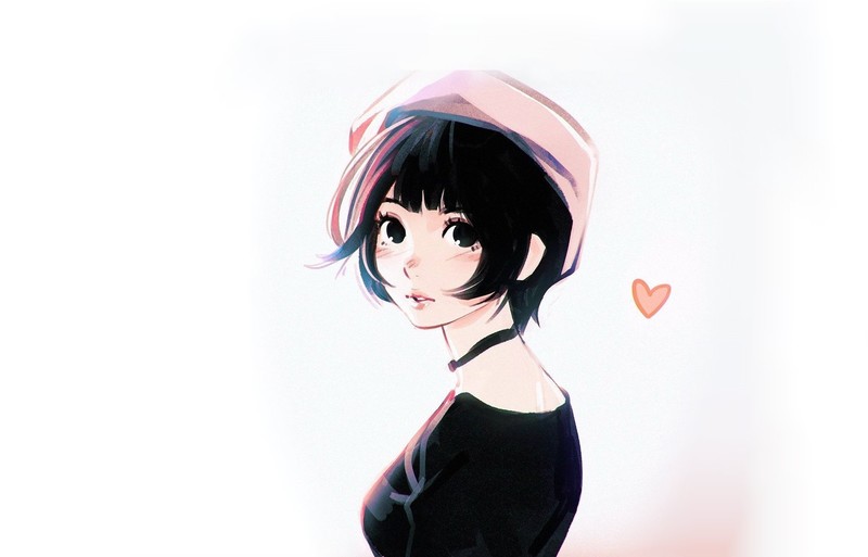 Heart (Design), simple background, white background, anime, anime girls