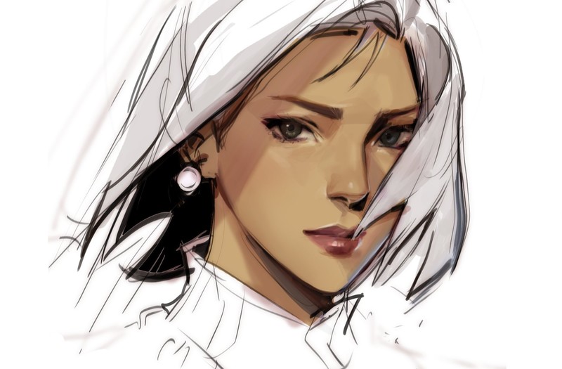 anime girls, anime, face, white background, simple background