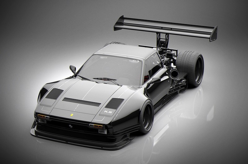 Ferrari, car, vehicle, black cars, high angle, pop-up headlights