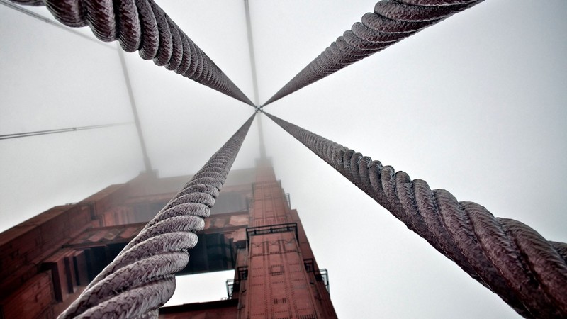 Golden Gate Bridge, San Francisco, steel rope, bridge, mist
