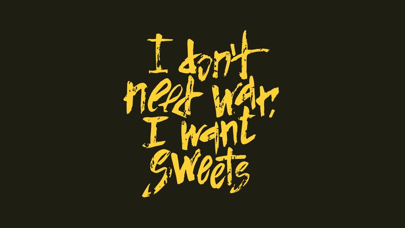 peace, candy, inscription, humor, quote, 4k