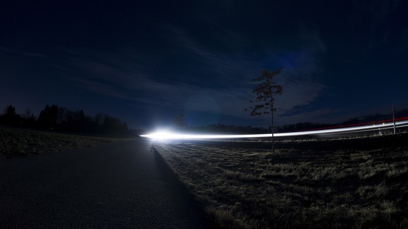landscape, nature, night, trees, lights, long exposure, sky, clouds, street, grass, stars, lens flare, night sky