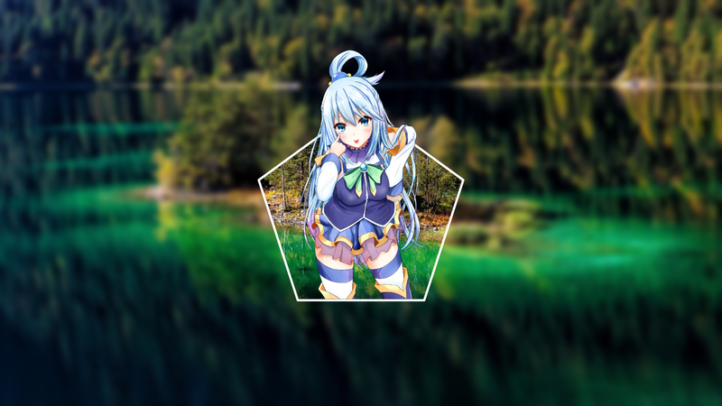 picture-in-picture, anime girls, Aqua (KonoSuba), Kono Subarashii Sekai ni Shukufuku wo!