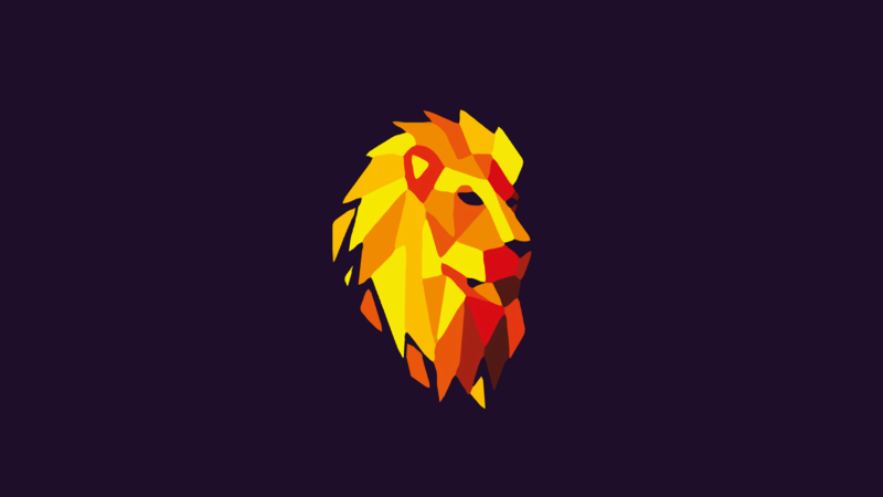 lion, simple background, abstract, animals, purple background, digital art