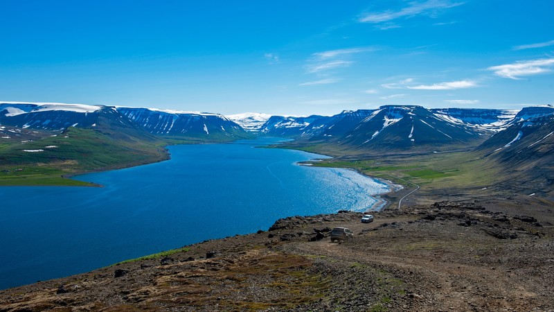 Iceland, river, mountains, clear sky, landscape