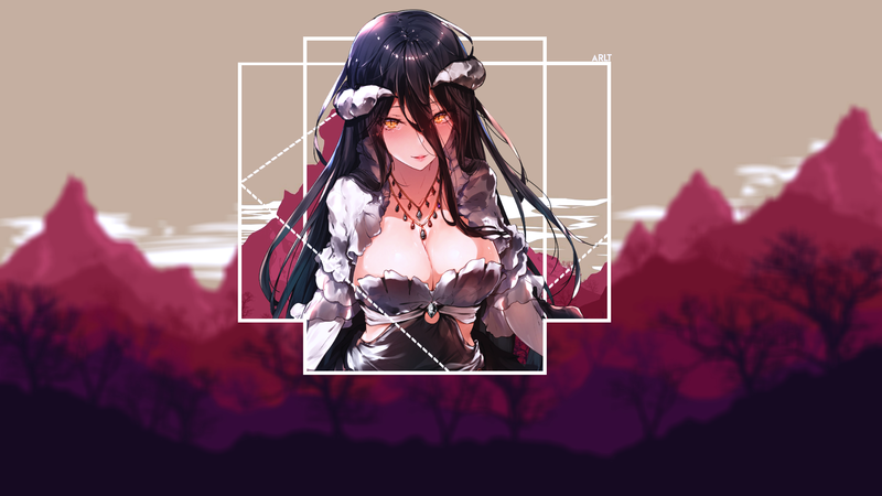 Overlord (anime), Albedo (OverLord), anime girls, picture-in-picture