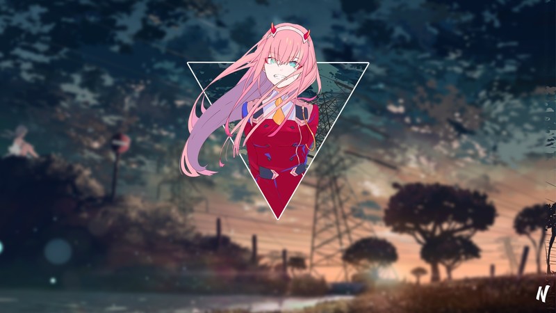 anime, Zero Two (Darling in the FranXX), Darling in the FranXX, picture-in-picture