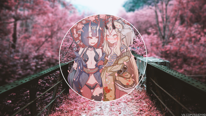 anime girls, picture-in-picture, Ibaraki Douji, Shuten Douji (Fate/Grand Order)