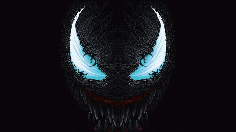 Venom, artwork, simple background, Marvel Comics, creature, cyan