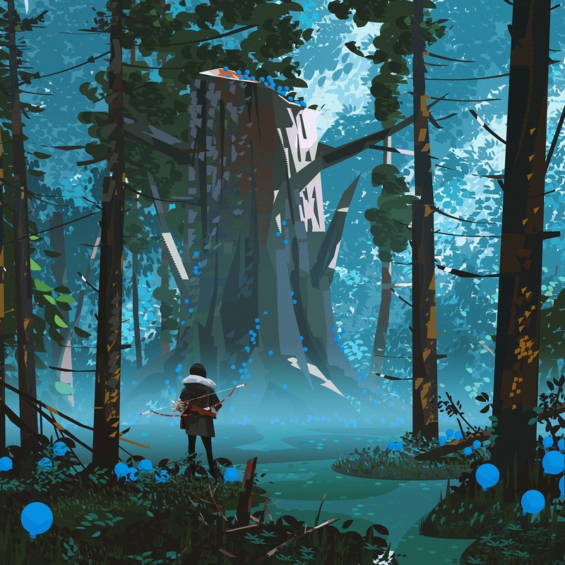 jungle, bow, Arrow, trees, painting