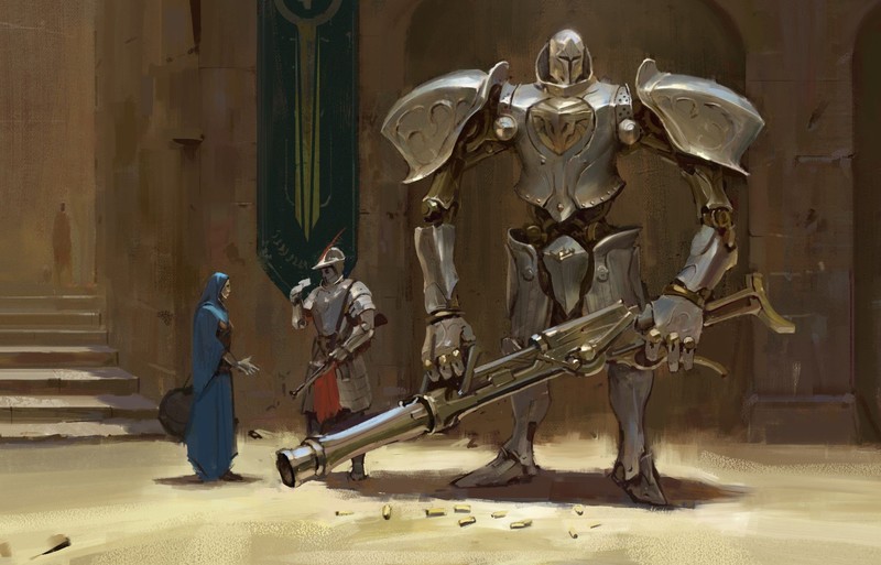 robot, soldier, women, rifles, armor, weapon, artwork, fantasy art, futuristic, illustration