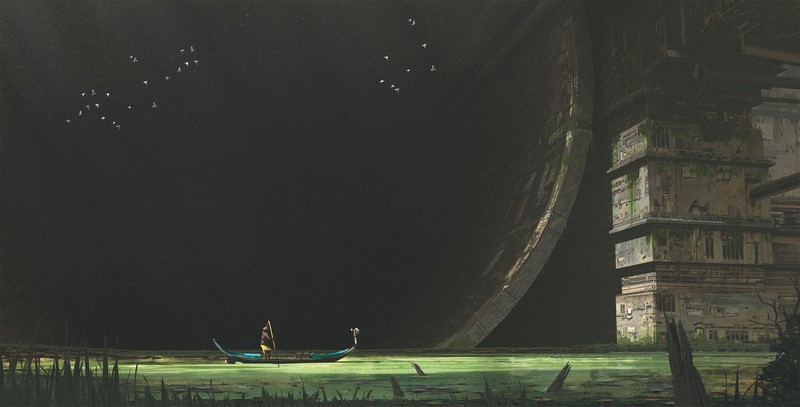 artwork, digital art, lake