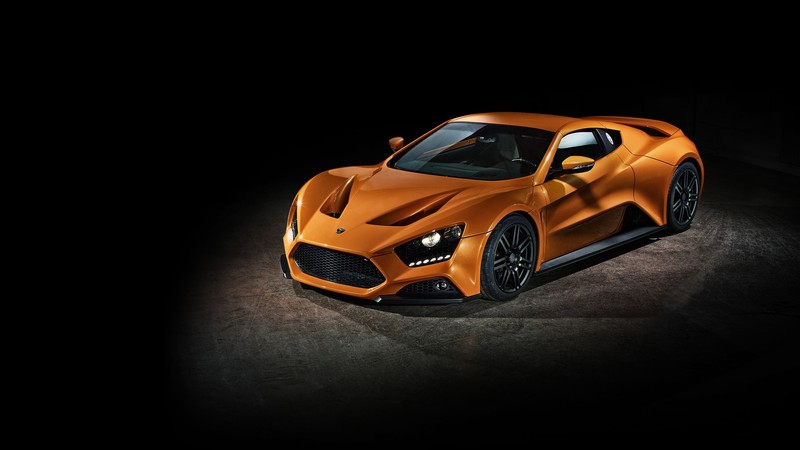 zenvo st1, car, orange cars, black background