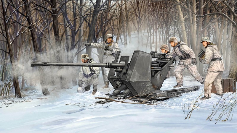 Wehrmacht, military, soldier, weapon, World War II, winter, artwork
