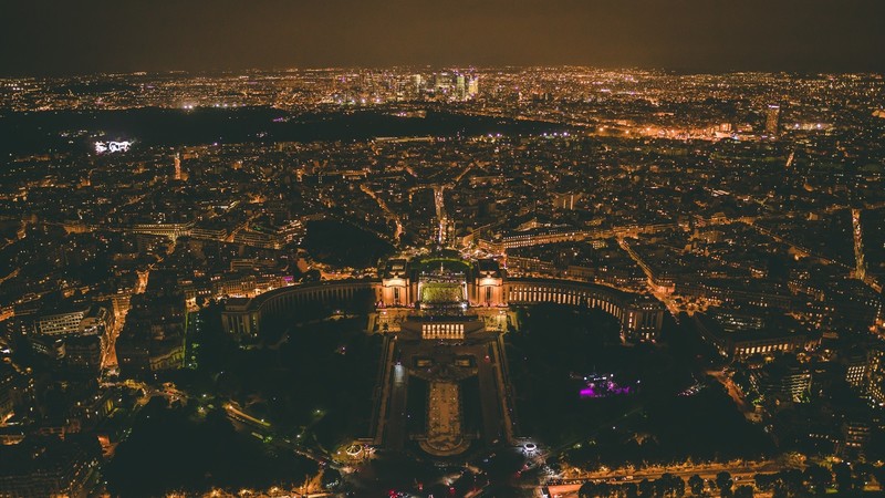 cityscape, landscape, city, night, urban, aerial view, Paris, palace, city lights
