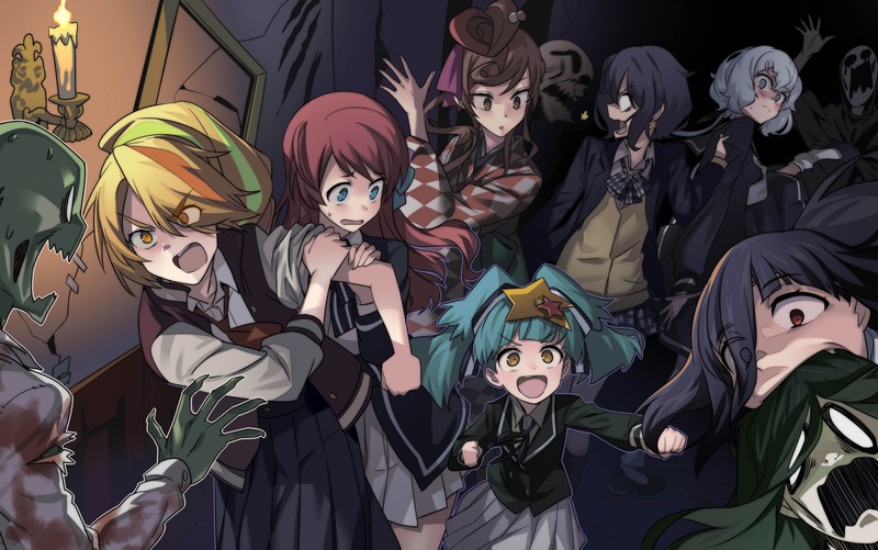 Zombieland Saga, anime girls, zombies, Zombie 2 / Saki Nikaidou, Zombie 4 / Junko Konno, Zombie 6 / Lily Hoshikawa, Zombie 3 / Ai Mizuno, Zombie 0 / Tae Yamada, Zombie 5 / Yugiri, Zombie 1 / Sakura Minamoto