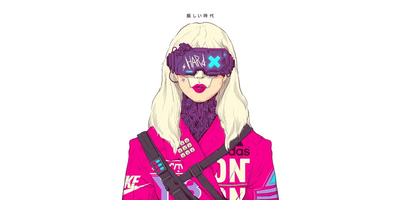 women, artwork, simple background, blonde, futuristic, frontal view