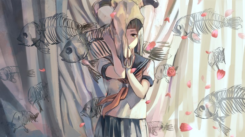 anime, anime girls, school uniform, original characters