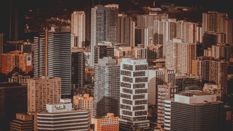 buildings, city, facades, 4k