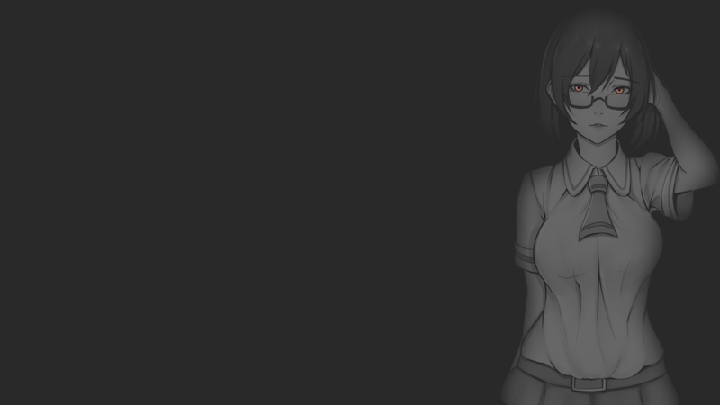 anime, anime girls, illustration, night, selective coloring, dark background, boobs, manga, uniform, school, Asobi Asobase, minimalism