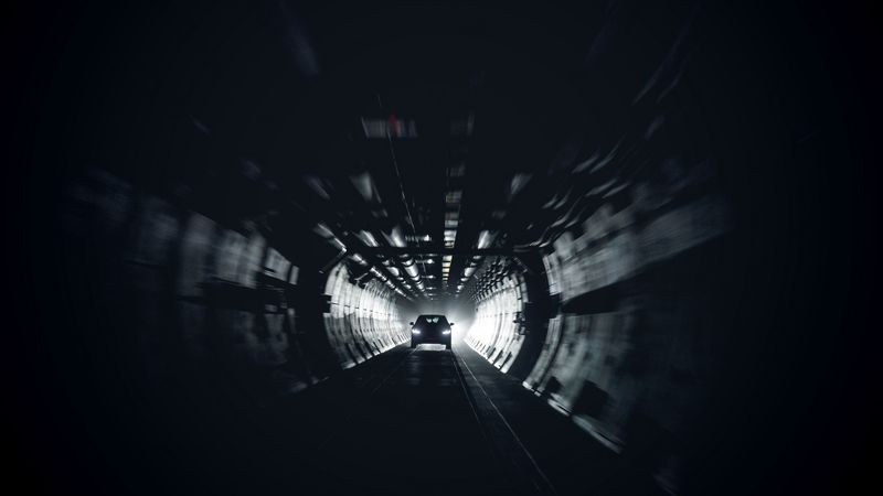 car, tunnel, movement, light, 4k