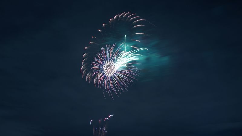 salute, fireworks, sparks, rays, sky, night, 4k