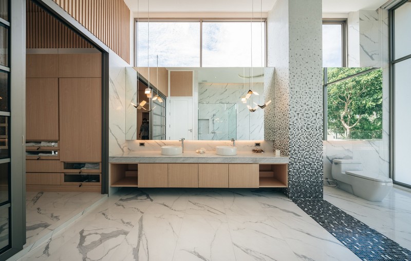 modern, interior, interior design, bathroom, mirror