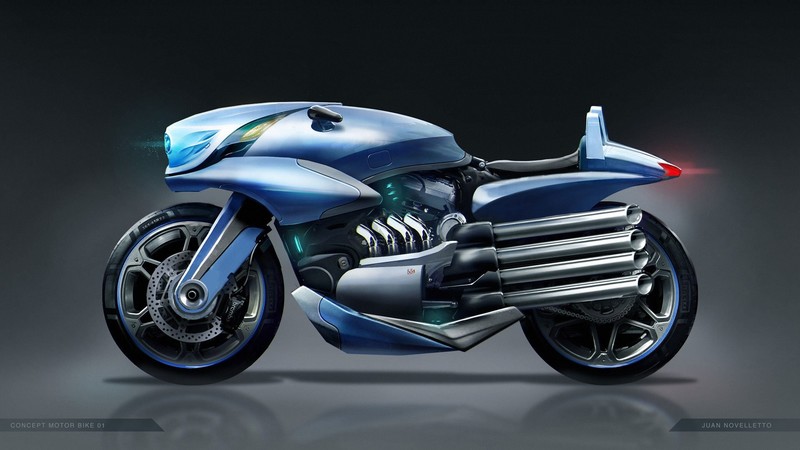 futuristic, motorcycle, vehicle, digital art