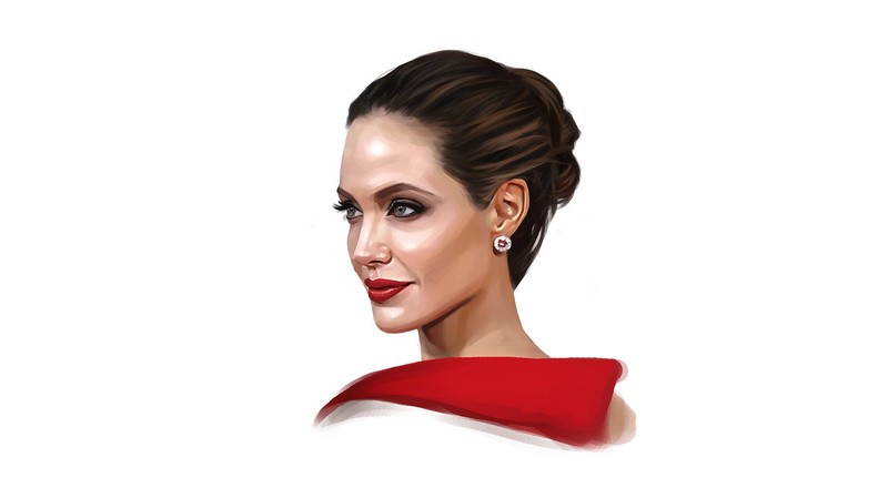 Angelina Jolie, artwork, women, actress, celebrity, simple background, white background