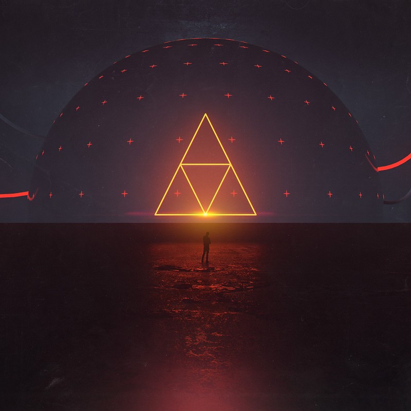 abstract, digital, triangle, neon, Triforce