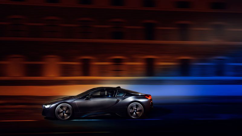 bmw i8, bmw, speed, movement, night, 4k