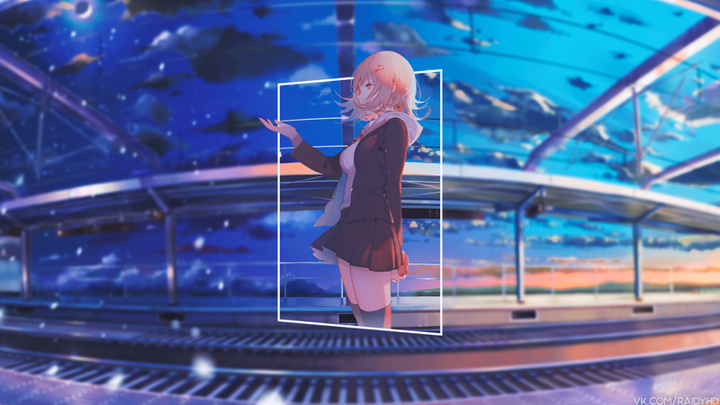 anime, anime girls, picture-in-picture