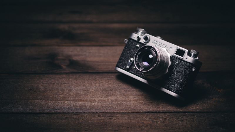 camera, lens, vintage, retro, shade, boards, wooden, 4k