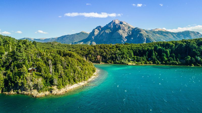 island, sea, ocean, aerial view, trees, greens, 4k